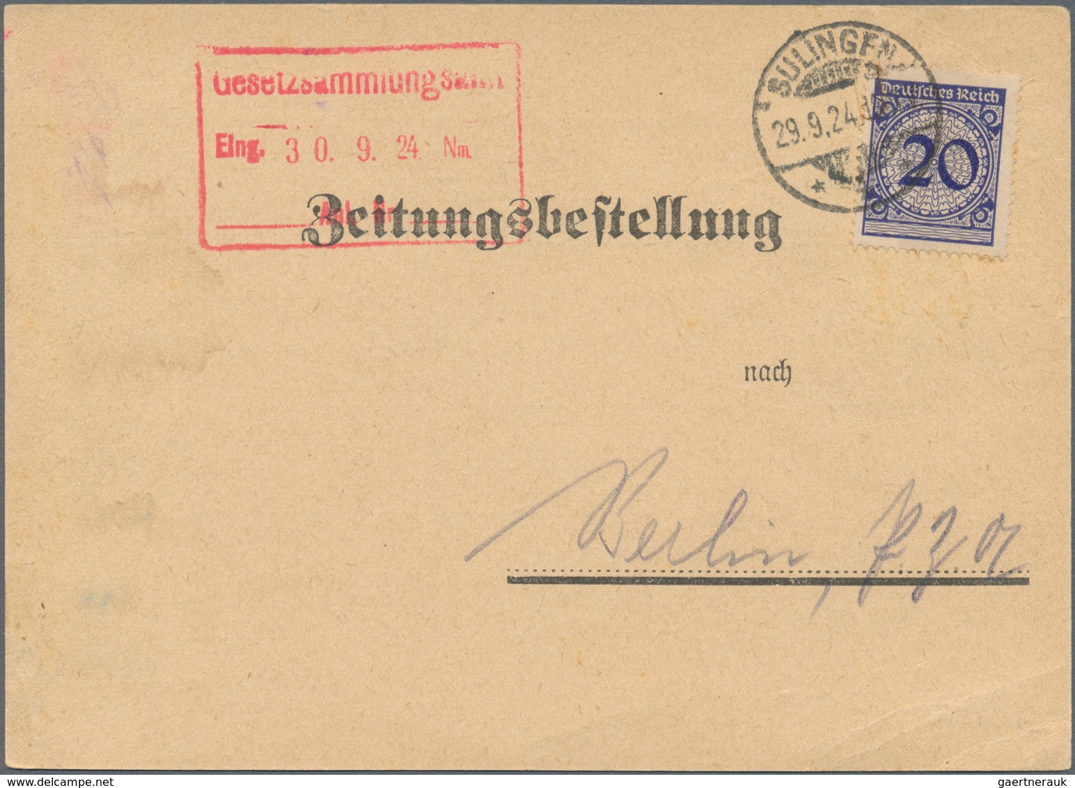 Deutsches Reich - Inflation: 1922/1924, ZEITUNGSSACHE/ZEITUNGSÜBERWEISUNG, Hochwertiges Konvolut Mit - Colecciones
