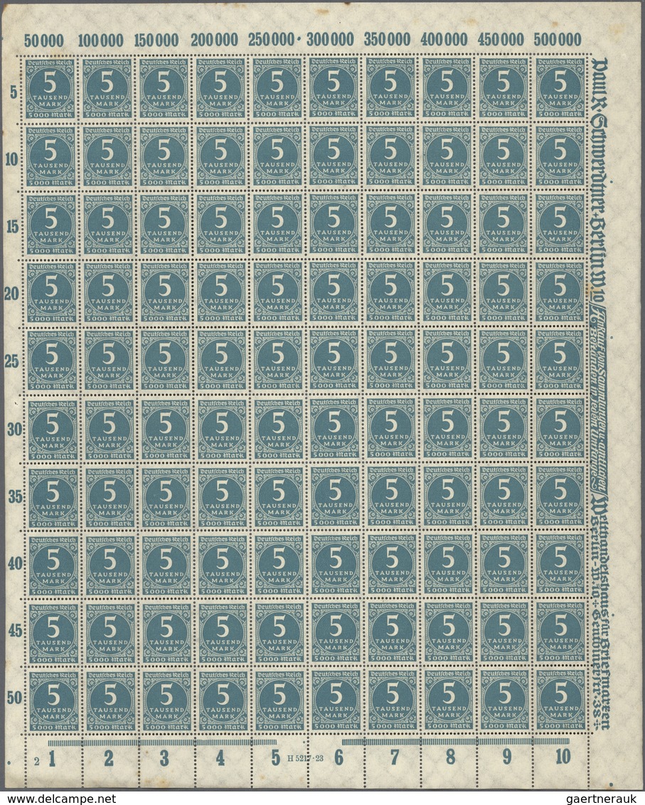 Deutsches Reich - Inflation: 1922/23: Gigantischer Bestand von überwiegend vollständigen Originalbög