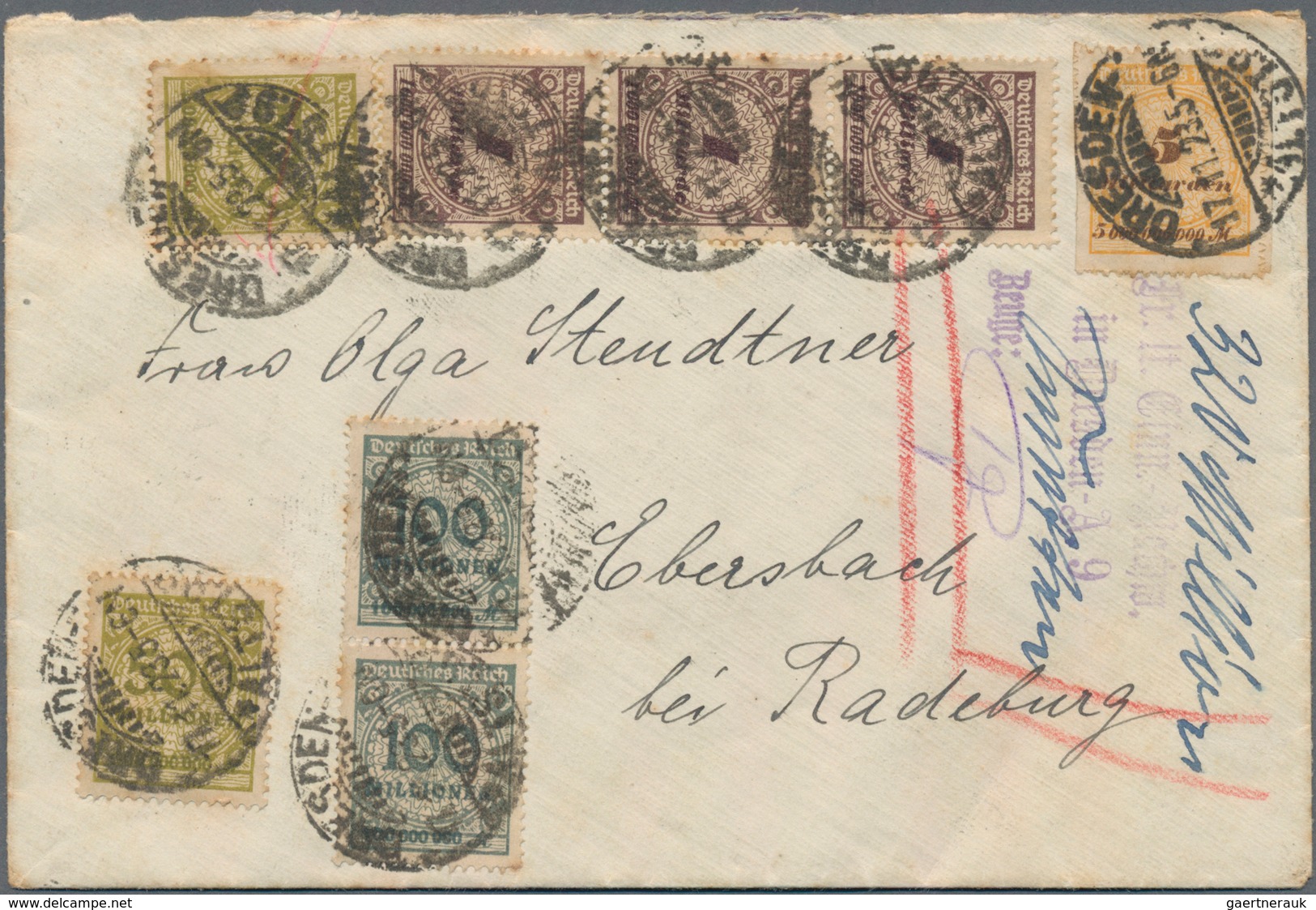 Deutsches Reich - Inflation: 1923, GEBÜHR BEZAHLT / TAXE PERCUE, Umfangreicher Posten Mit über 350 B - Colecciones