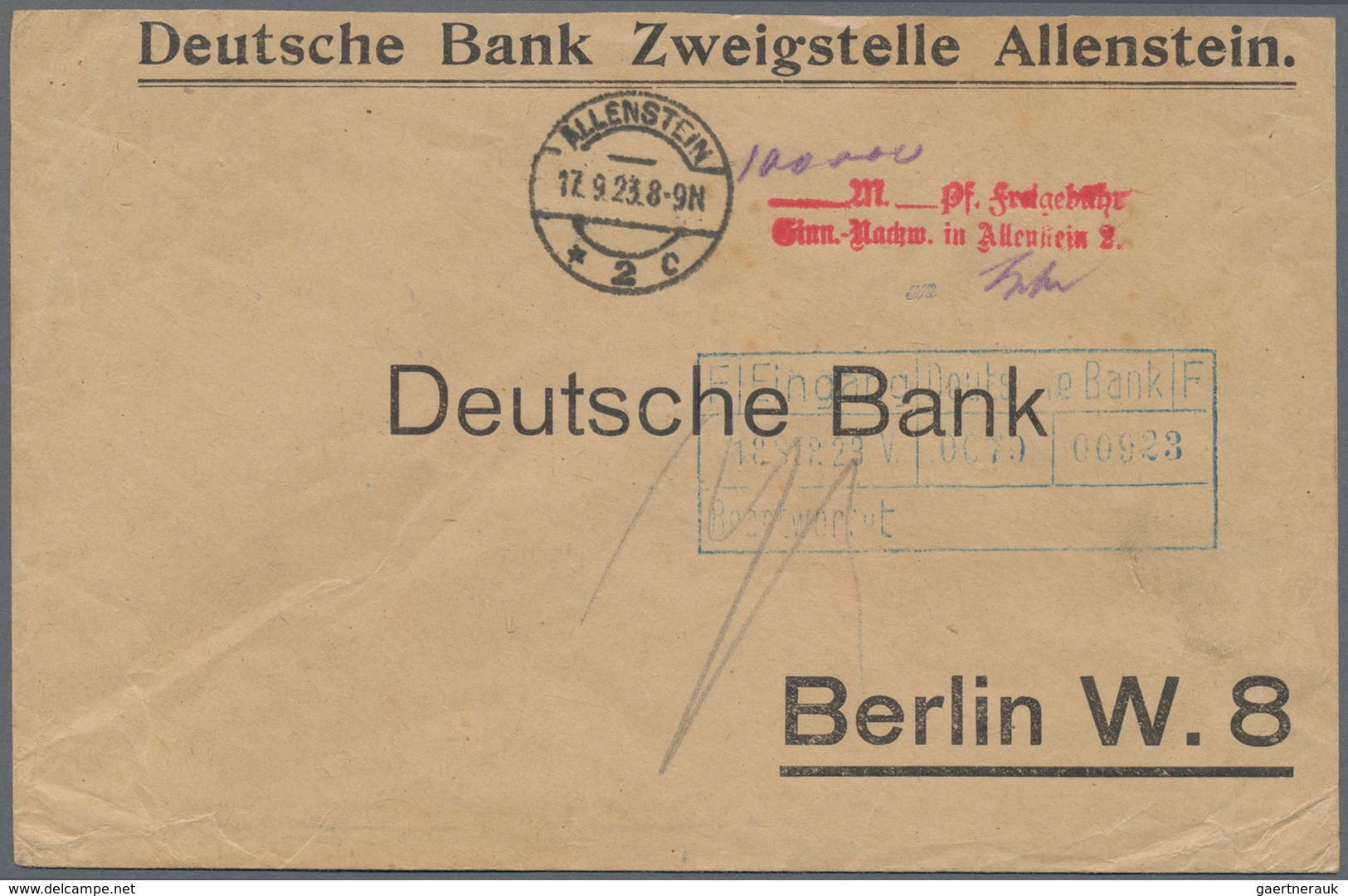 Deutsches Reich - Inflation: 1923, GEBÜHR BEZAHLT / TAXE PERCUE, umfangreicher Posten mit über 350 B