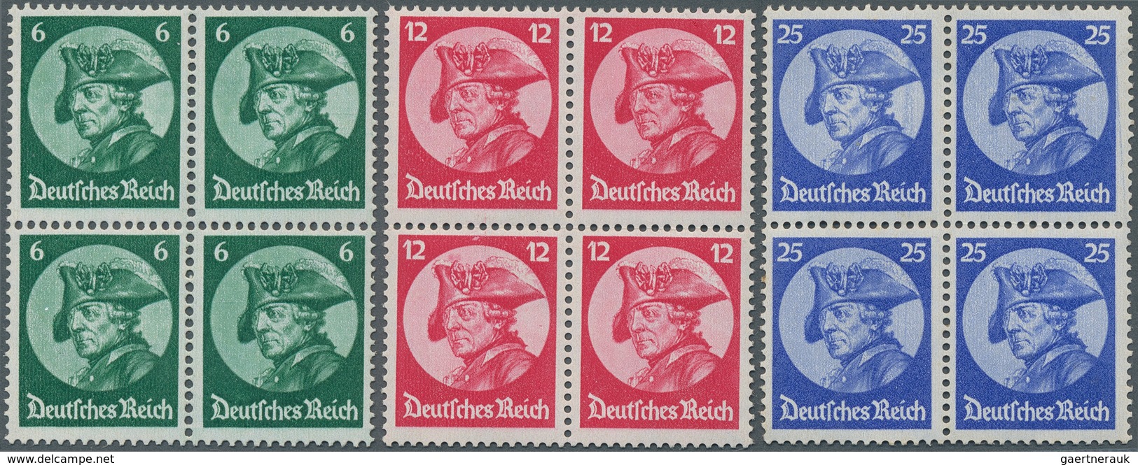 Deutsches Reich - 3. Reich: 1933, Postfrisches/ungebrauchtes Lot Mit Fridericus In 4er-Blocks Und Ch - Nuevos