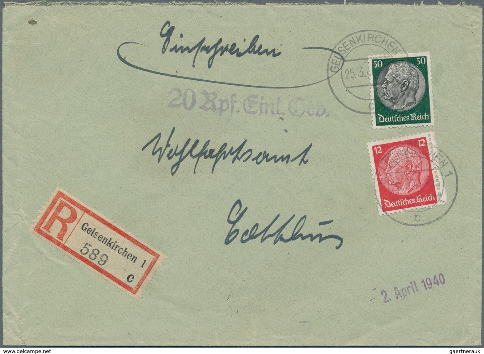 Deutsches Reich - 3. Reich: 1933/1945, EINSCHREIBEN, reichhaltiger Sammlungsbestand mit ca.120 Beleg
