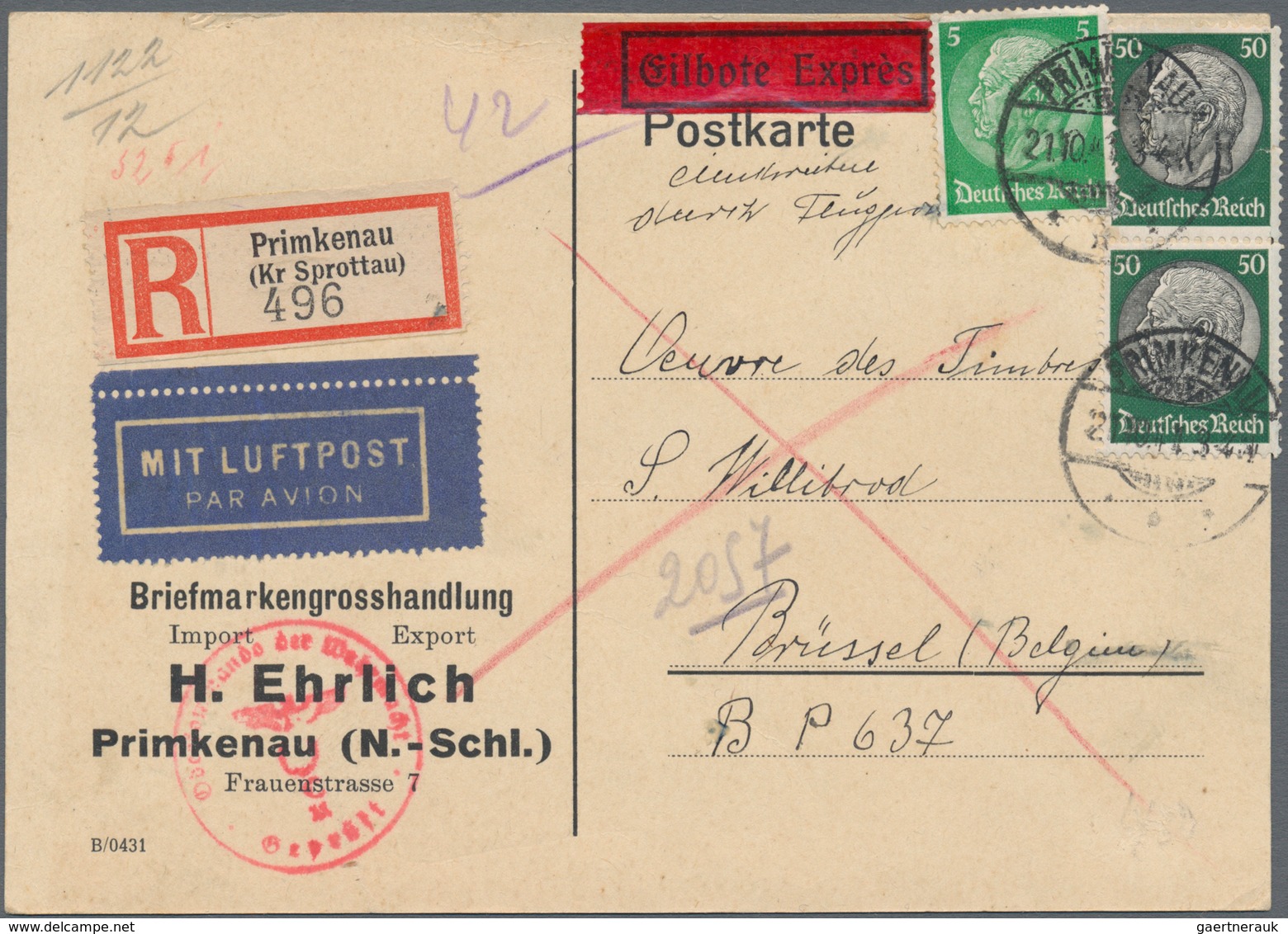 Deutsches Reich - 3. Reich: 1933/1945, EINSCHREIBE-POST, Gehaltvoller Sammlungsbestand Mit Ca.70 Bel - Unused Stamps