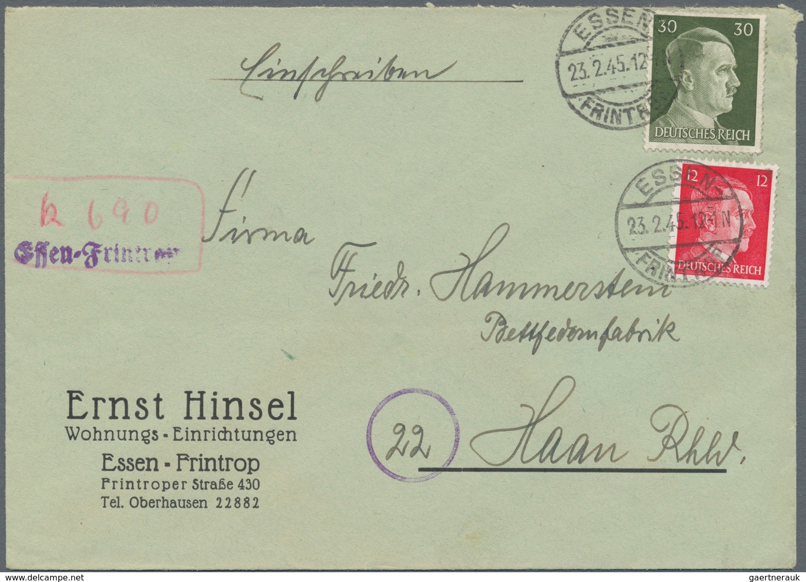 Deutsches Reich - 3. Reich: 1933/1945, EINSCHREIBE-POST, gehaltvoller Sammlungsbestand mit ca.70 Bel