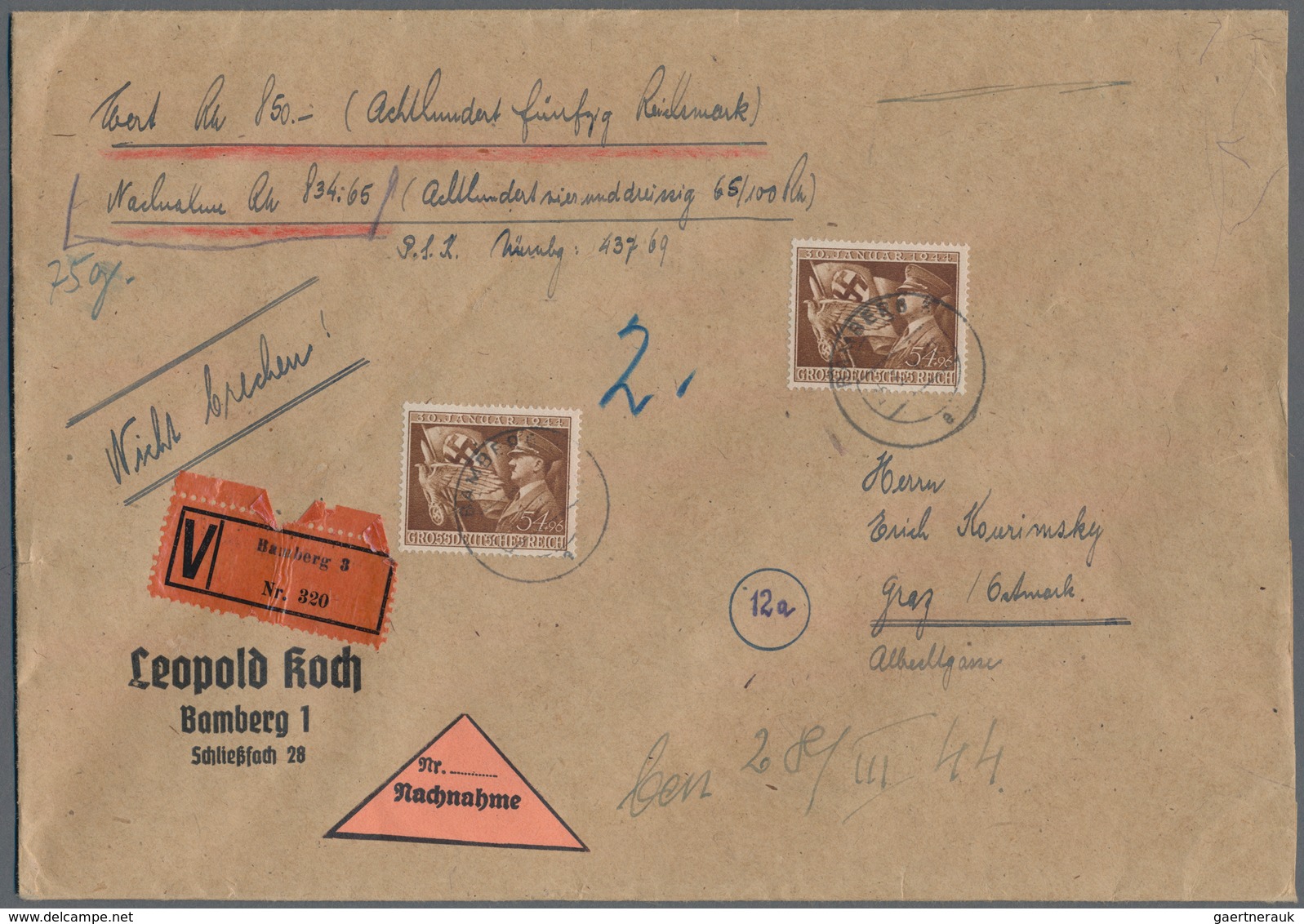 Deutsches Reich - 3. Reich: 1940-1943, Partie Mit über 50 Briefen Aus Bamberg Nach Graz, Dabei Meist - Ongebruikt