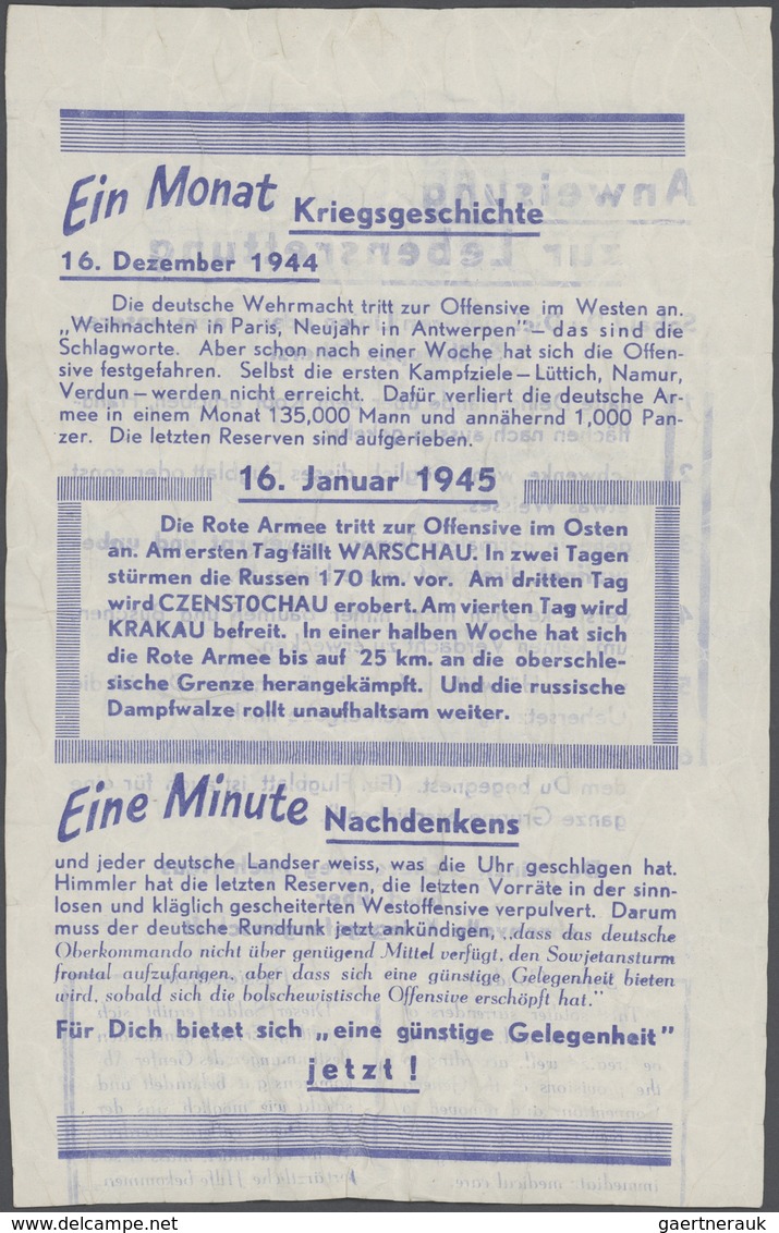 Deutsches Reich - 3. Reich: 1942/1945, ALLIIERTE PROPAGANDA-FLUGBLÄTTER, Vielseitige Sammlung Von Ca - Ongebruikt