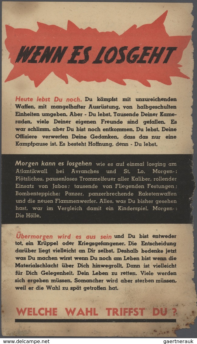 Deutsches Reich - 3. Reich: 1942/1945, ALLIIERTE PROPAGANDA-FLUGBLÄTTER, vielseitige Sammlung von ca