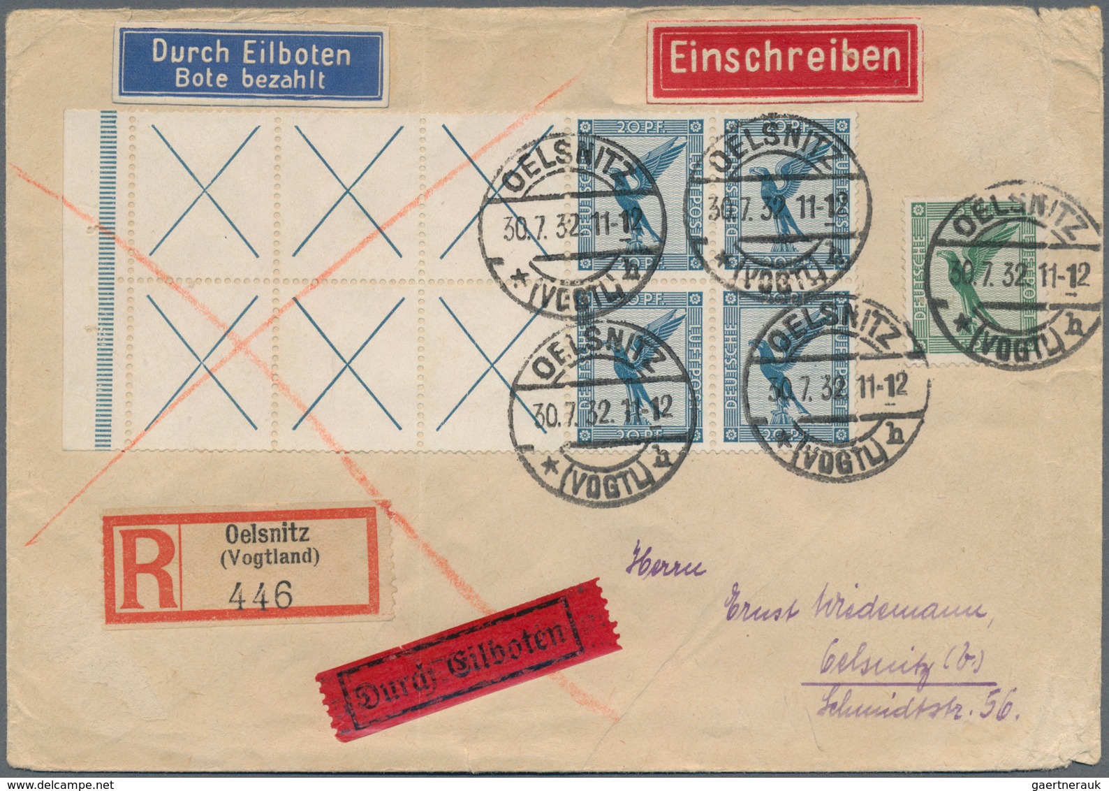 Deutsches Reich - Zusammendrucke: 1927/1932, Sehr Gehaltvolle Partie Mit Ca.30 Belegen, Alle Frankie - Se-Tenant