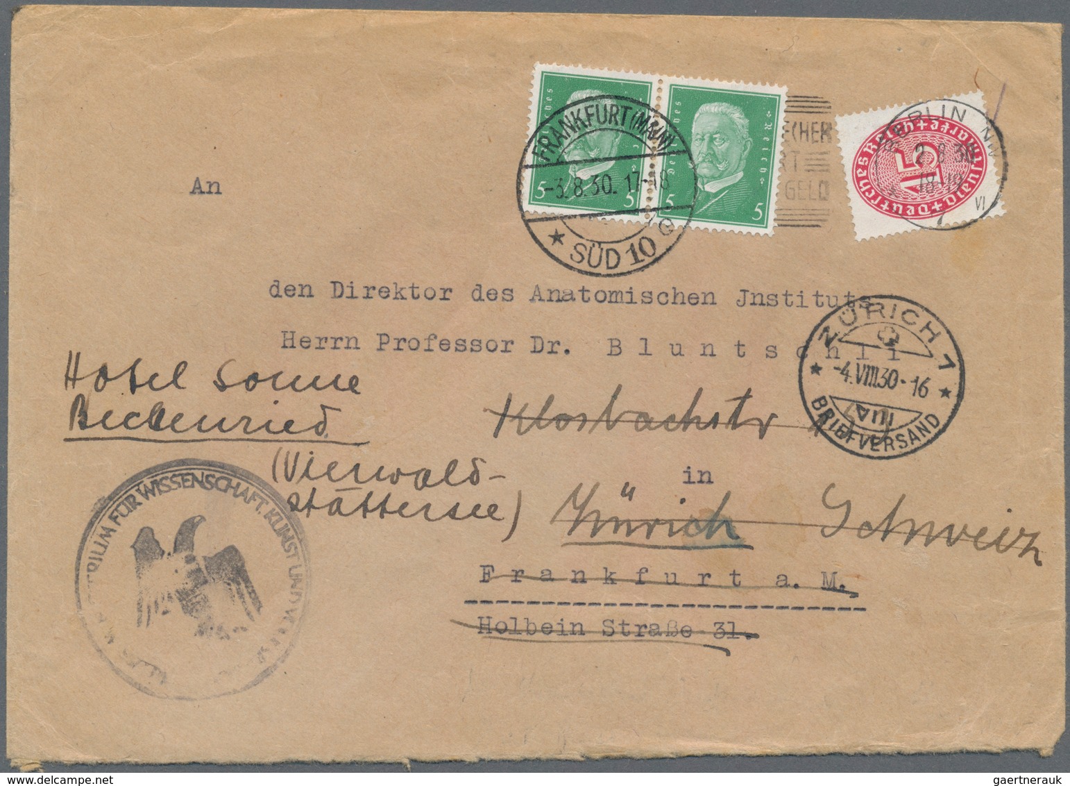 Deutsches Reich - Dienstmarken: 1921/1942, MISCHFRANKATUREN DIENST- Und FREIMARKEN, Interessantes Ko - Oficial