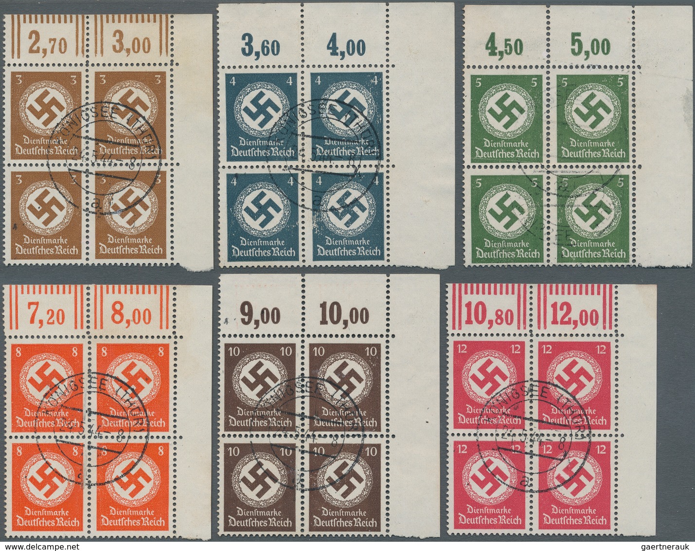 Deutsches Reich - Dienstmarken: 1942 - 1944, Dienstmarken Für (Regierungs-) Behörden, 3 Pf - 5 Pf, 8 - Oficial