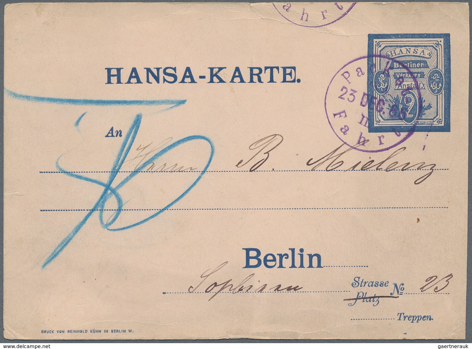 Deutsches Reich - Privatpost (Stadtpost): 1866/1900 (ca.), Sammlung Von Ca. 65 Belegen Mit Berlin, H - Postes Privées & Locales