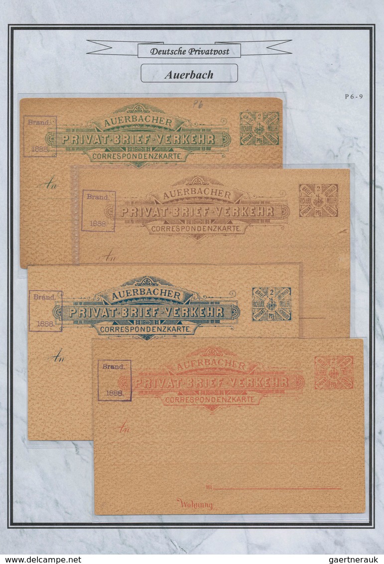 Deutsches Reich - Privatpost (Stadtpost): AUERBACH, Auf Blättern Montierte Sammlung Von 30 Verschied - Private & Local Mails