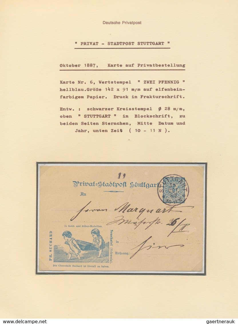 Deutsches Reich - Privatpost (Stadtpost): STUTTGART Privat-Stadtpost, 1886/1899, 2-bändige Ausstellu - Private & Lokale Post