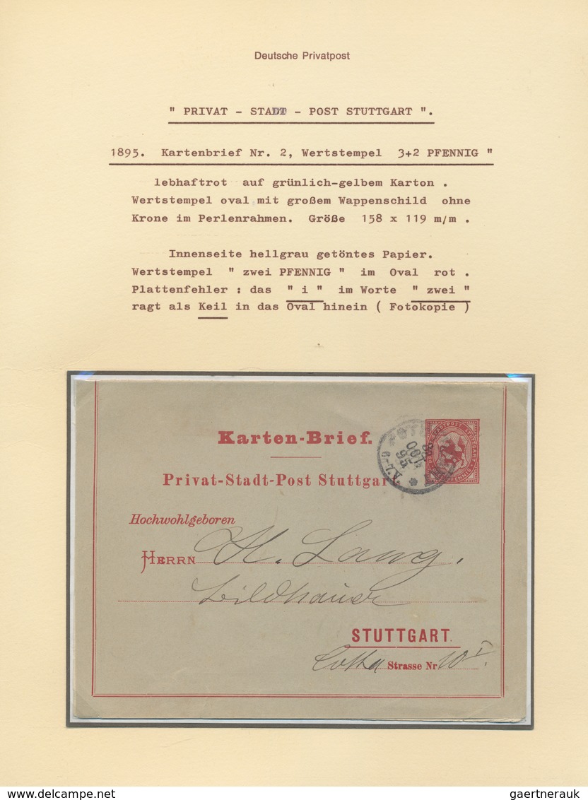 Deutsches Reich - Privatpost (Stadtpost): STUTTGART Privat-Stadtpost, 1886/1899, 2-bändige Ausstellu