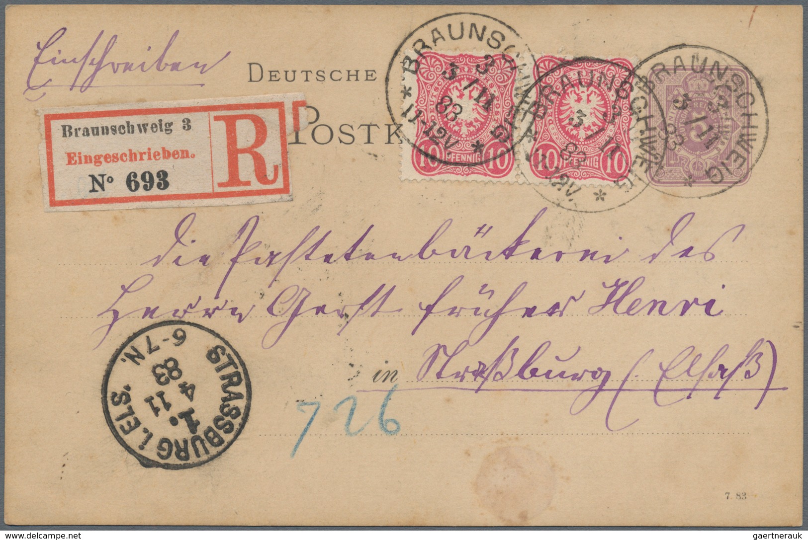 Deutsches Reich - Ganzsachen: 1883/1944, EINSCHREIBEN, Attraktive Partie Mit 18 Eingeschriebenen Gan - Sonstige & Ohne Zuordnung