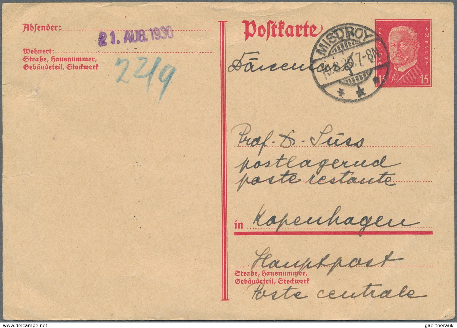 Deutsches Reich - Ganzsachen: 1924/1932, Lot Von 58 Gebrauchten Und Ungebrauchten Ganzsachenkarten, - Andere & Zonder Classificatie