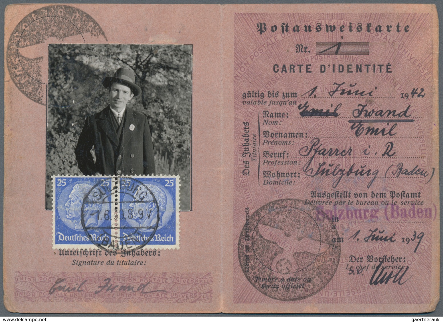 Deutsches Reich - Besonderheiten: 1912/1944, POSTAUSWEISE: Sammlung Mit 25 Postausweiskarten, Alle M - Sonstige & Ohne Zuordnung