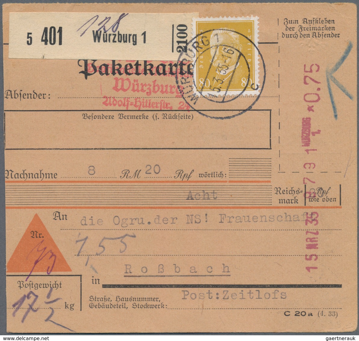Deutsches Reich - Besonderheiten: 1924/1944, KOMBINATION FREISTEMPEL + BRIEFMARKEN, Interessante Par - Sonstige & Ohne Zuordnung