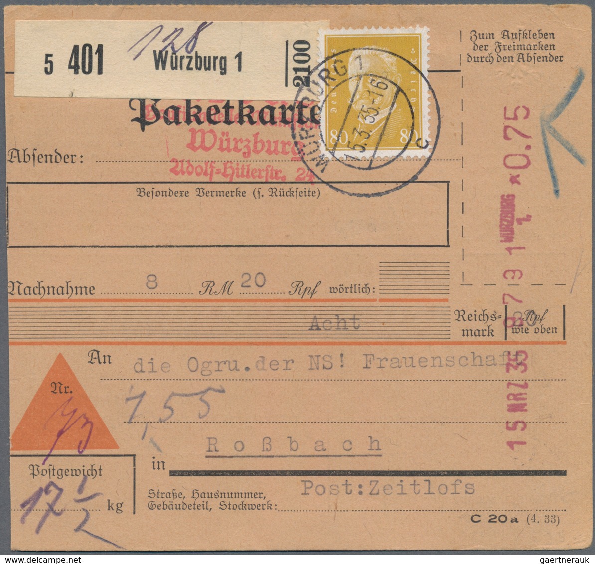 Deutsches Reich - Besonderheiten: 1924/1944, KOMBINATION FREISTEMPEL + BRIEFMARKEN, Interessante Par - Otros & Sin Clasificación