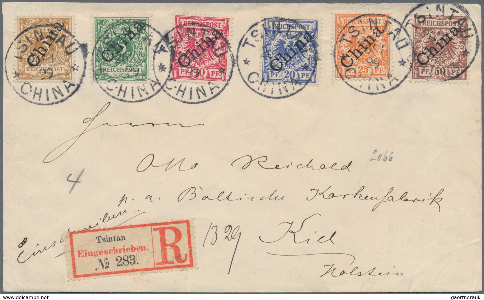 Deutsche Post In China: 1896/1910, Partie Von Zwölf Belegen: Sechs Attraktive Frankaturen Dt.Post Ch - Deutsche Post In China