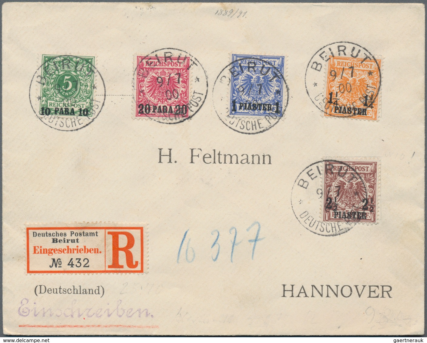 Deutsche Post in der Türkei: 1880/1905 (ca.), 39 Belege, zusätzlich 13 Belege Deutsche Post in Marok
