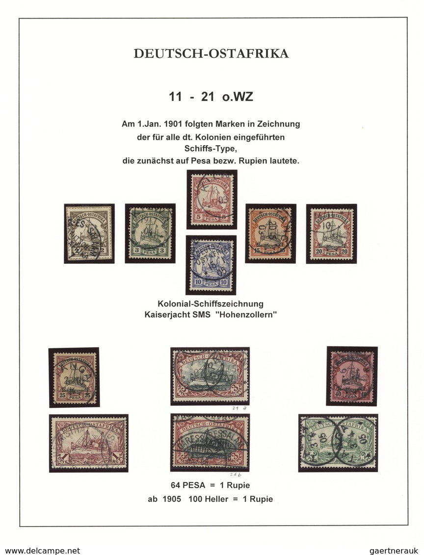 Deutsch-Ostafrika: 1893-1920, Gestempelte Sammlung Auf Selbst Gestalteten Blättern Mit Vielen Guten - África Oriental Alemana