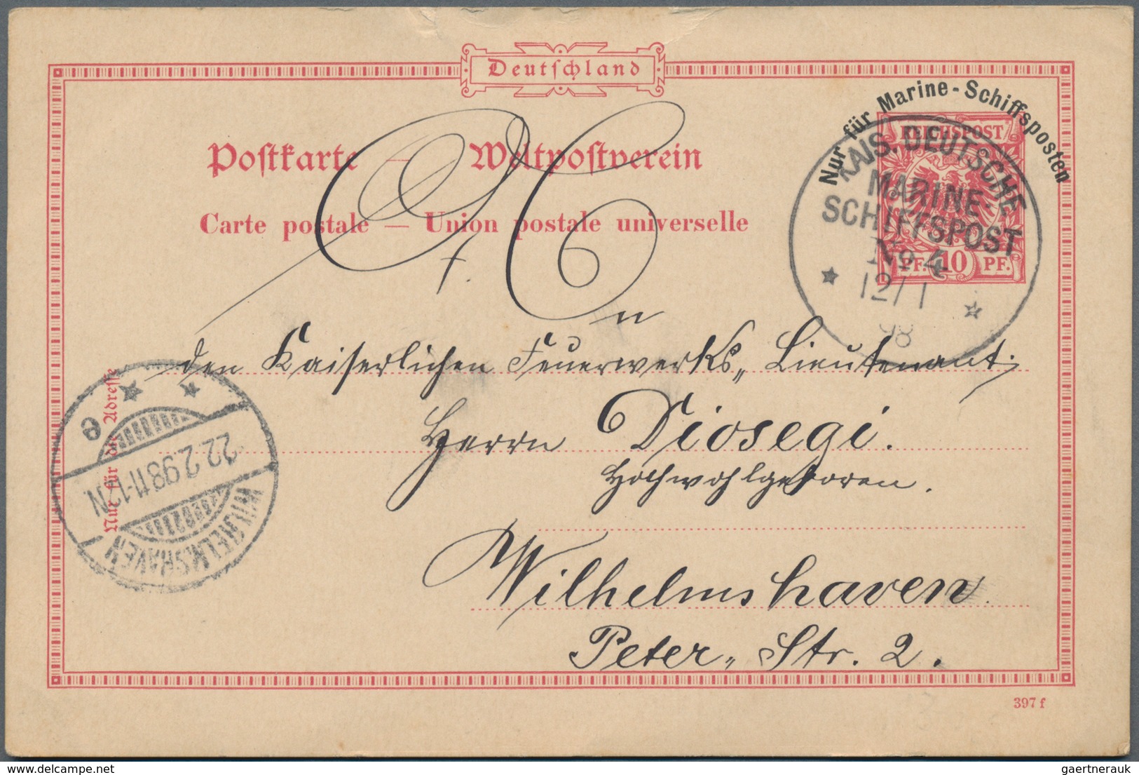 Deutsche Kolonien - Kiautschou: 1897/1898, Kleine Spezialsammlung Von Vier Belegen Der Dt. Kriegssch - Kiaochow