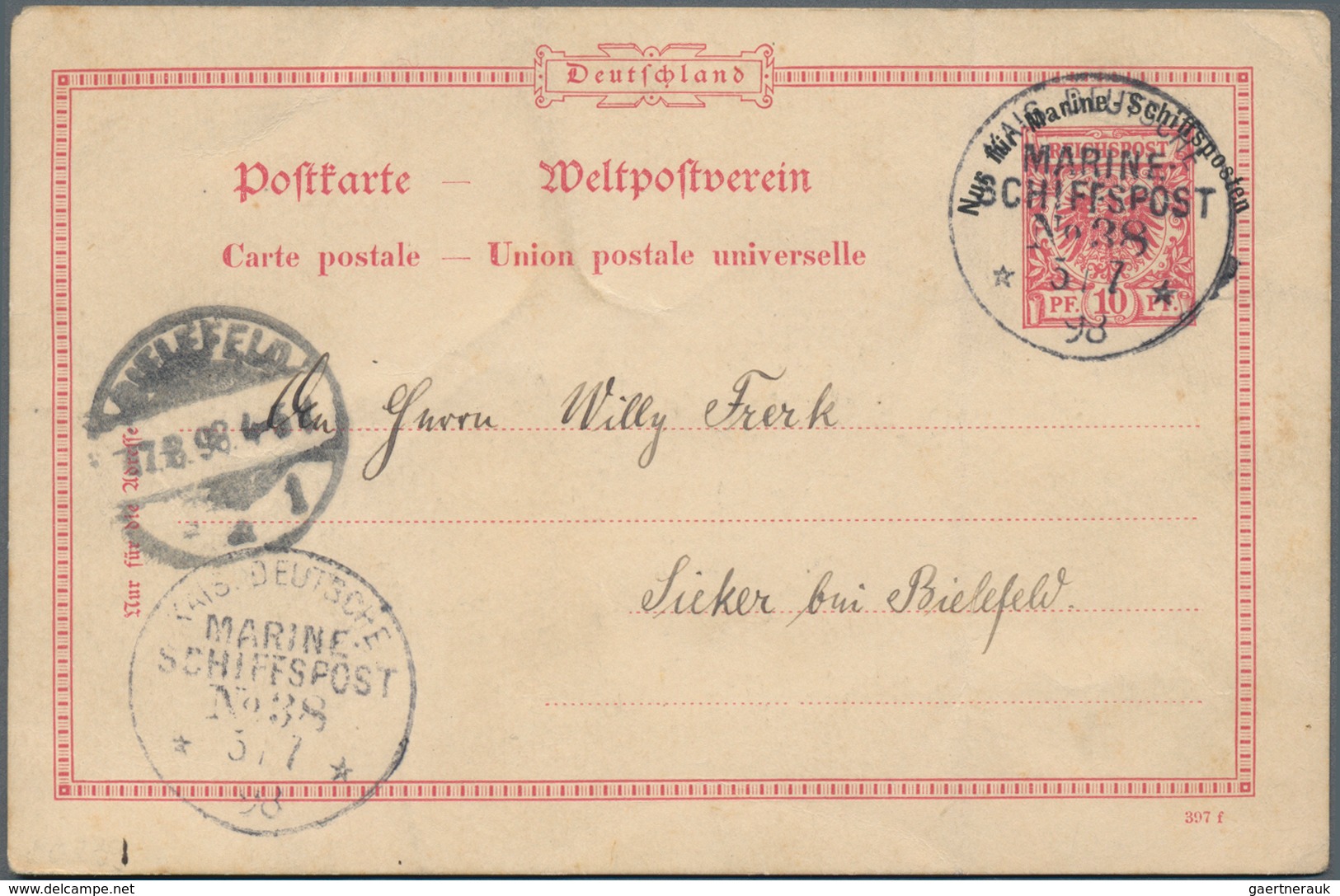 Deutsche Kolonien - Kiautschou: 1897/1898, kleine Spezialsammlung von vier Belegen der dt. Kriegssch