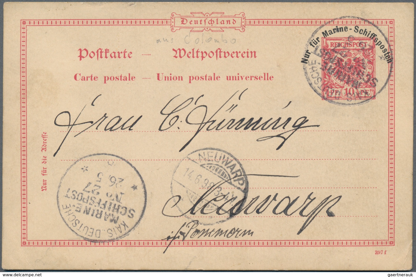 Deutsche Kolonien - Kiautschou: 1897/1898, kleine Spezialsammlung von vier Belegen der dt. Kriegssch
