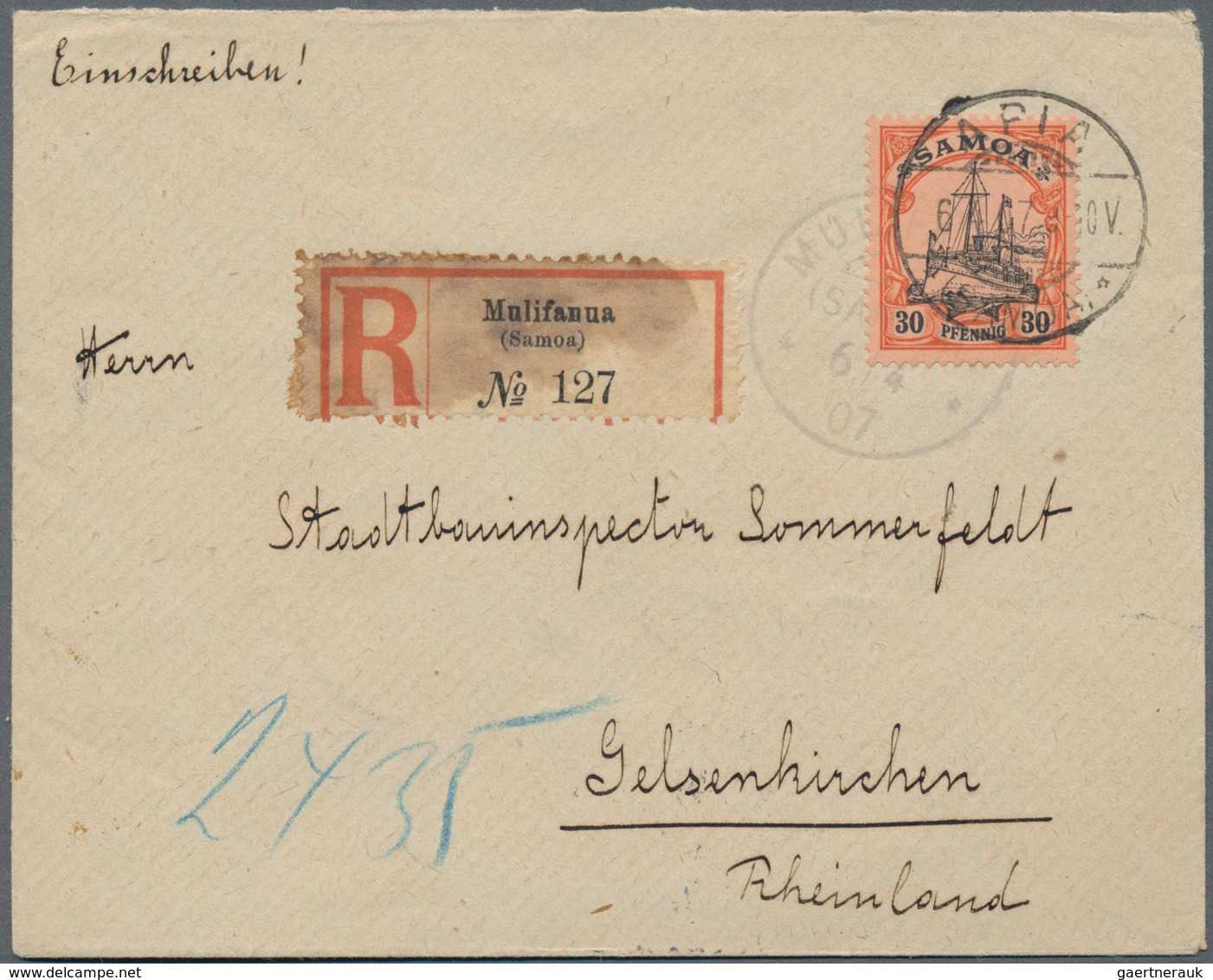 Deutsche Kolonien - Samoa: 1887/1914, nahezu komplette Stempelsammlung der dt. Postanstalten auf Sam