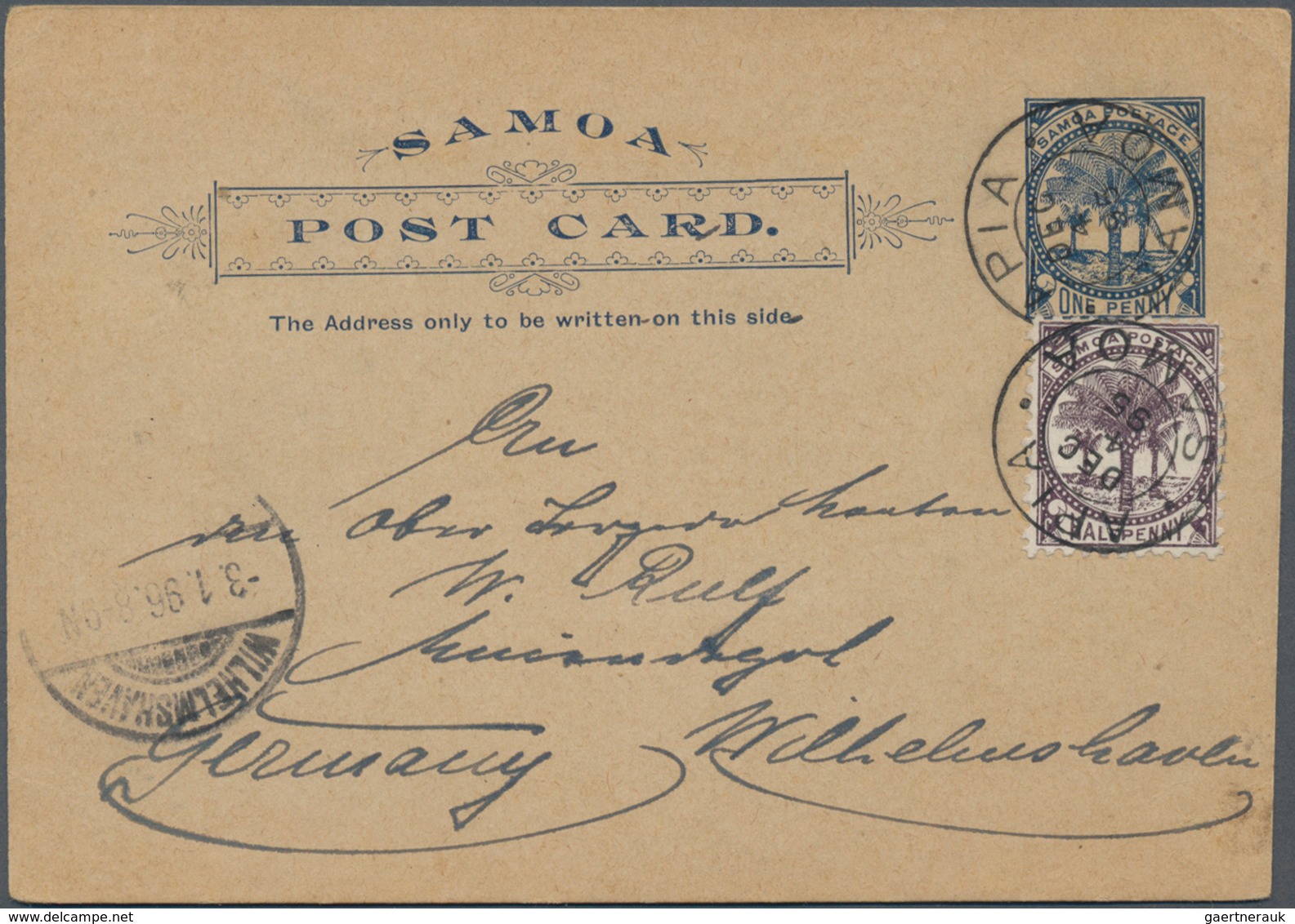 Deutsche Kolonien - Samoa - Ganzsachen: 1896/1897, J.Davis-Privatpost, Lot Von Drei Karten 1 P. Blau - Samoa