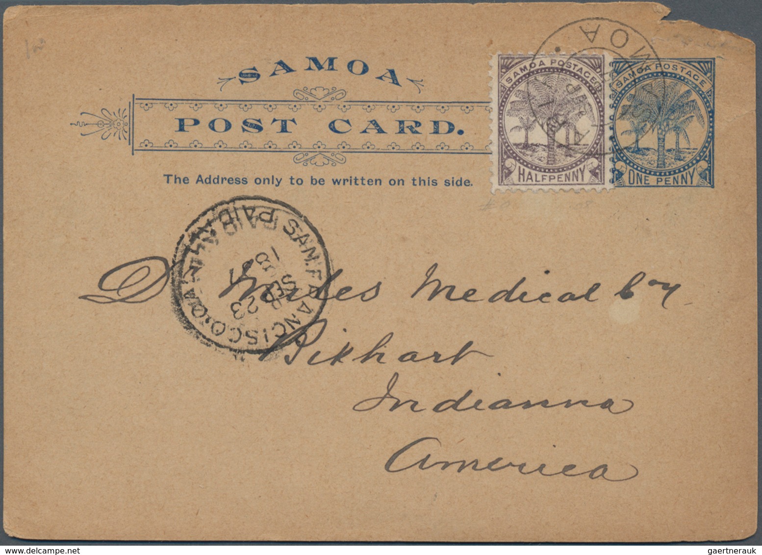 Deutsche Kolonien - Samoa - Ganzsachen: 1896/1897, J.Davis-Privatpost, Lot Von Drei Karten 1 P. Blau - Samoa
