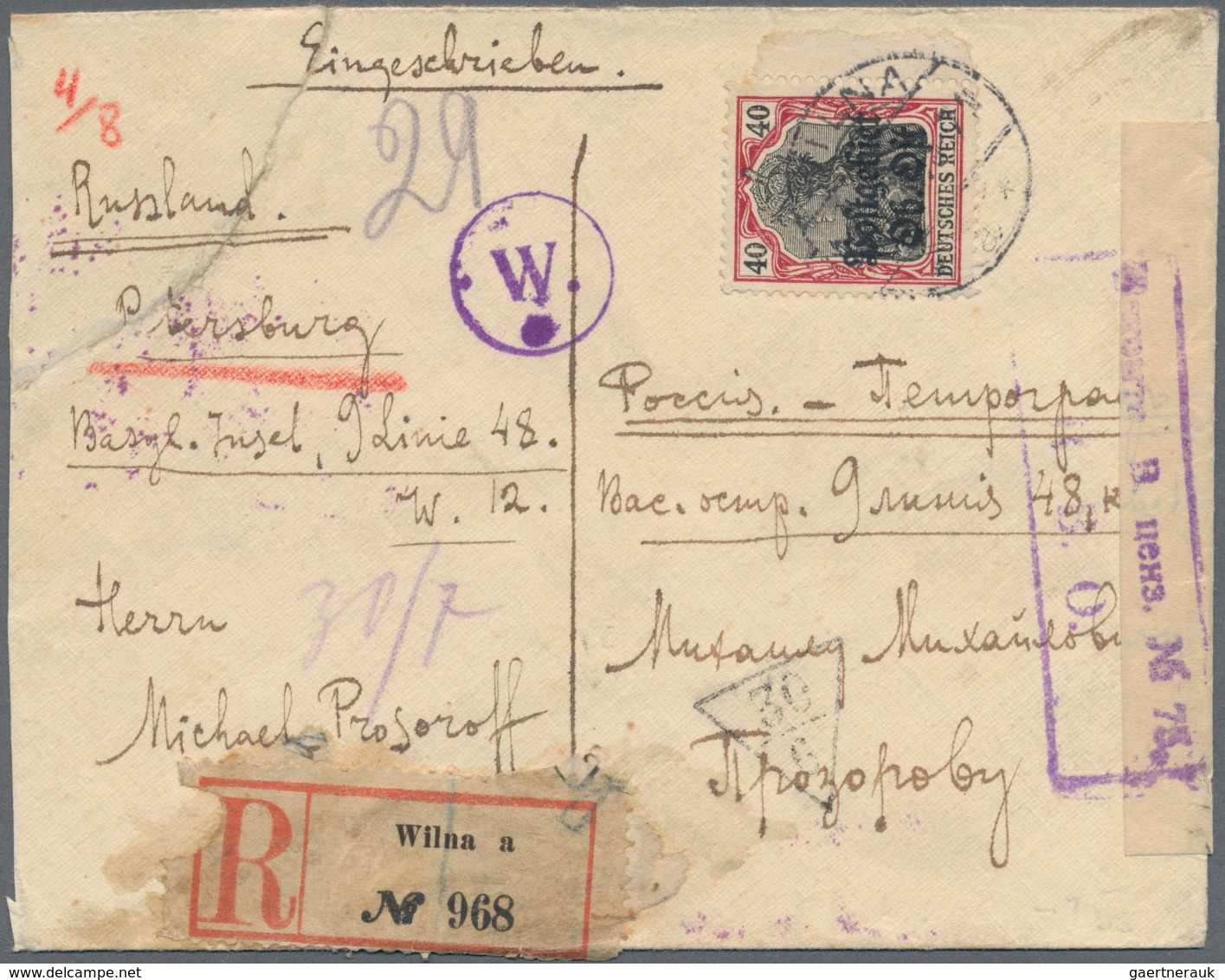 Deutsche Besetzung I. WK: Postgebiet Ober. Ost: 1918/1919, 12 Belege Im Postaustauch Zwischen Postge - Bezetting 1914-18