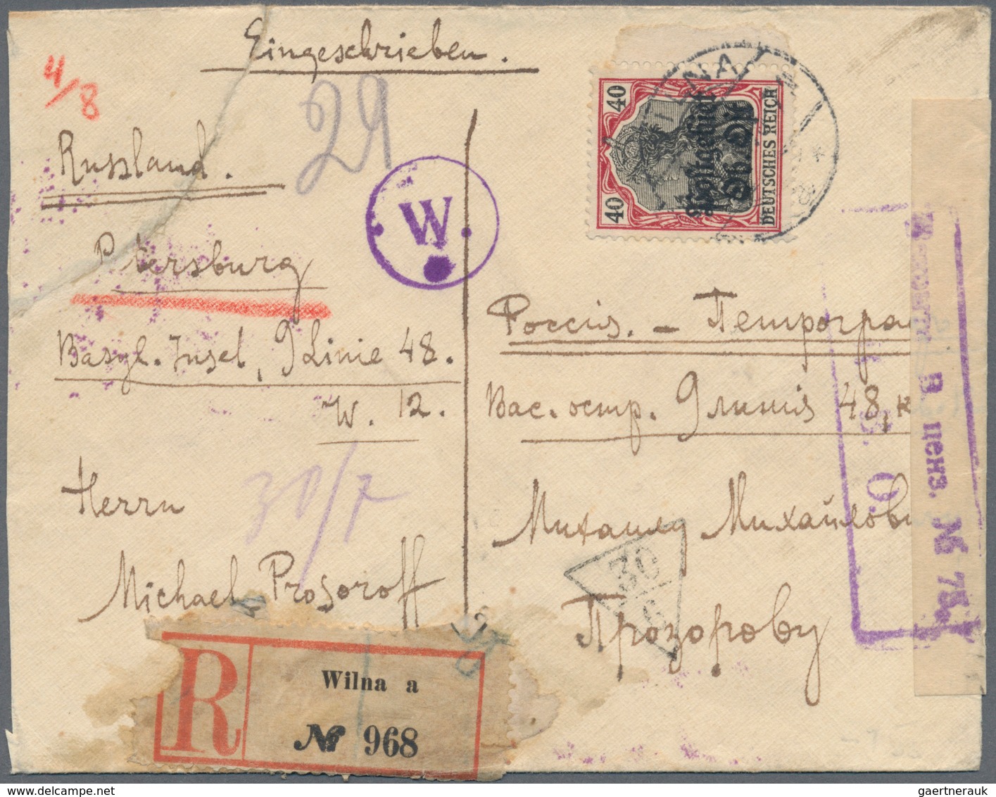 Deutsche Besetzung I. WK: Postgebiet Ober. Ost: 1918/1919, 12 Belege Im Postaustauch Zwischen Postge - Ocupación 1914 – 18