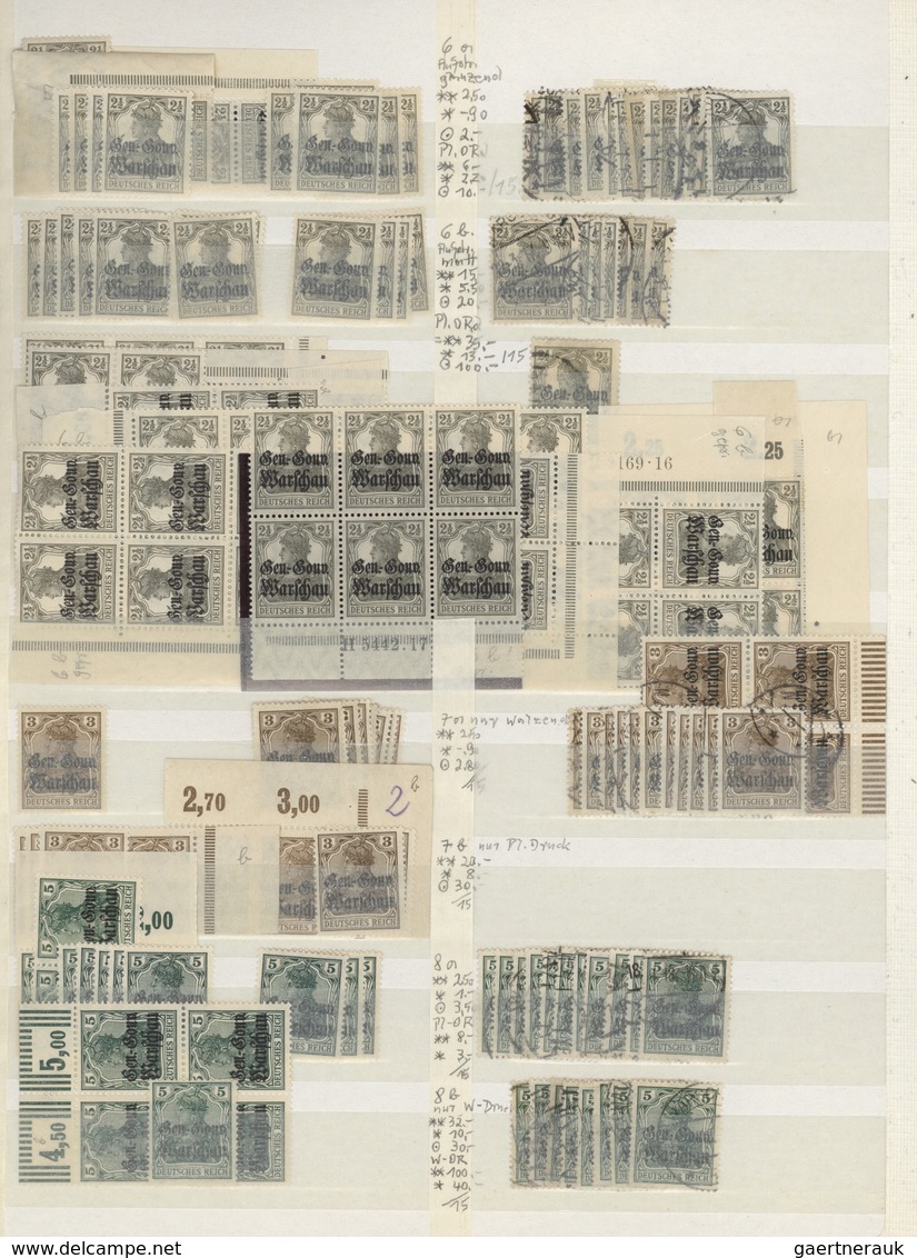 Deutsche Besetzung I. WK: Deutsche Post In Polen: 1915/1918, Sauber Sortierter Bestand Auf Stecktafe - Ocupación 1914 – 18