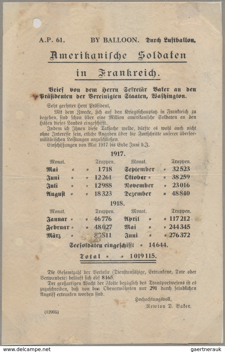 Feldpost 1. Weltkrieg: 1917/1918, Sammlung Von 15 Britischen Propaganda-Flugblättern Gegen Deutschla - Otros & Sin Clasificación