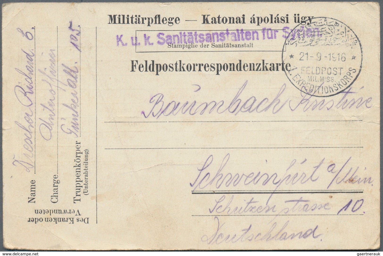 Militärmission: 1916/1918, rd. 45 Briefe und Karten mit teils verschiedenen Feldpost- und Nebenstemp