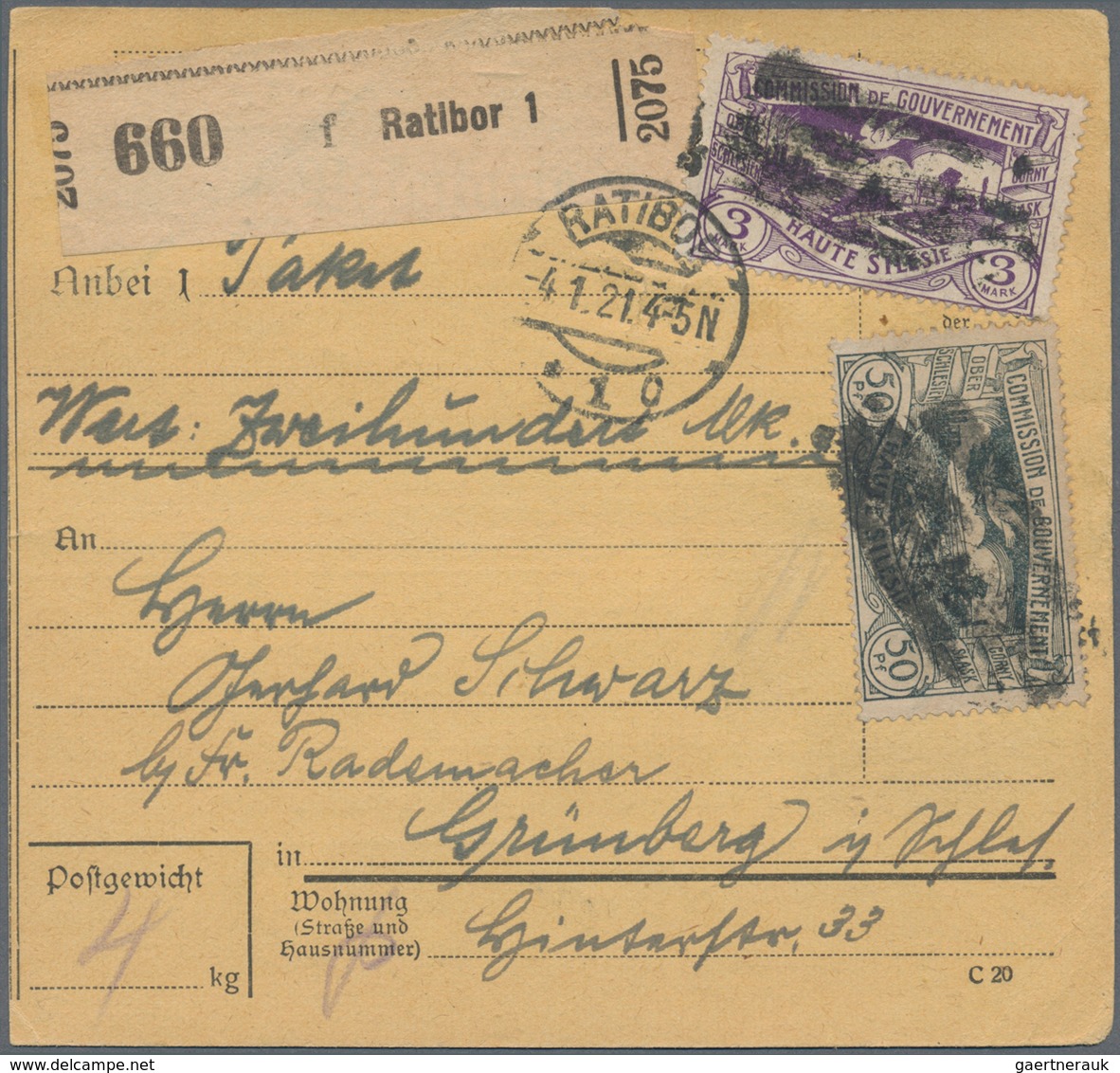 Deutsche Abstimmungsgebiete: Oberschlesien: 1920/1921, Drei Paktkarte-Stammteile Aus ROSENBERG (Kr. - Otros & Sin Clasificación