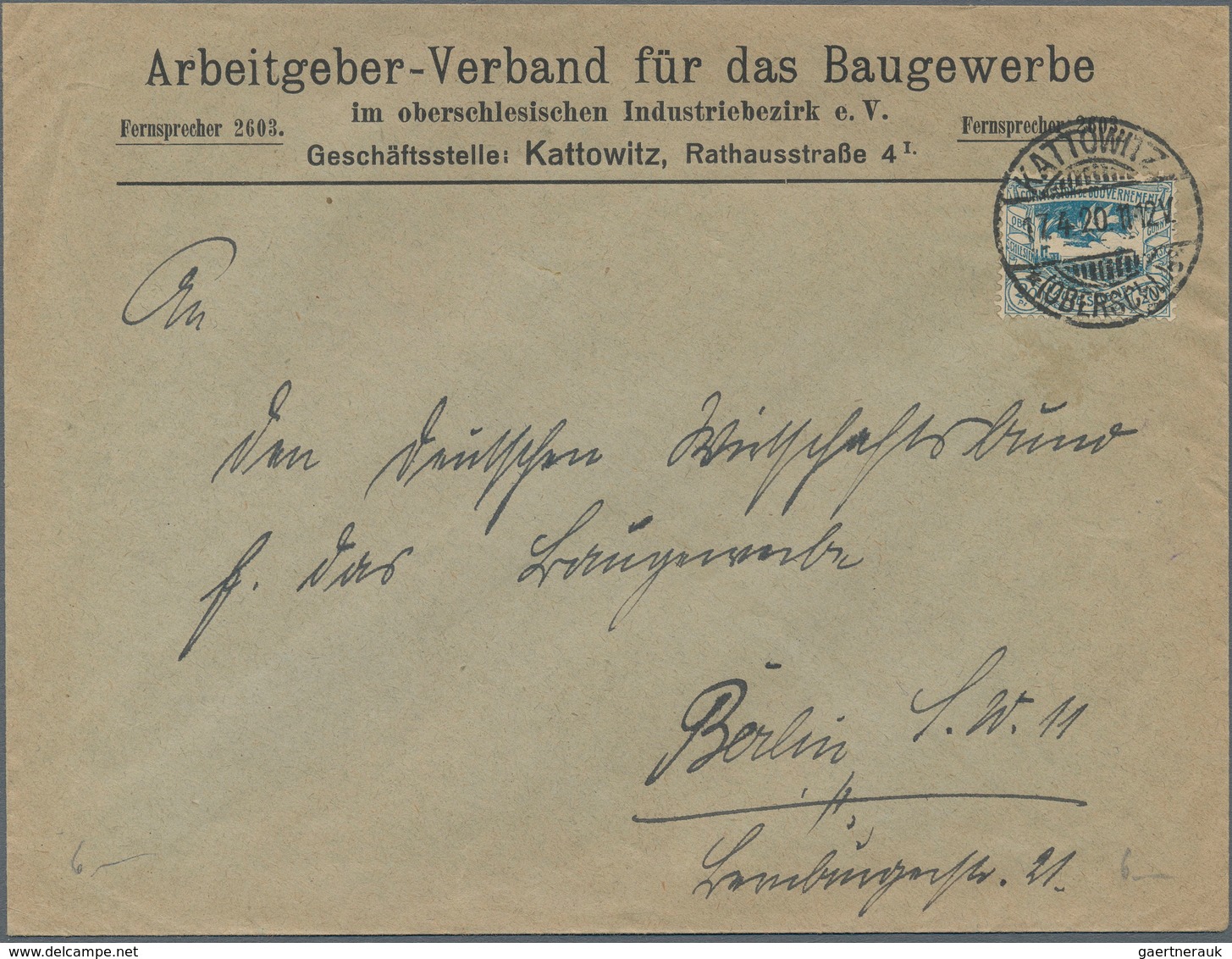 Deutsche Abstimmungsgebiete: Oberschlesien: 1920/1922, neun Bedarfsbelege mit versch. Frankaturen: f