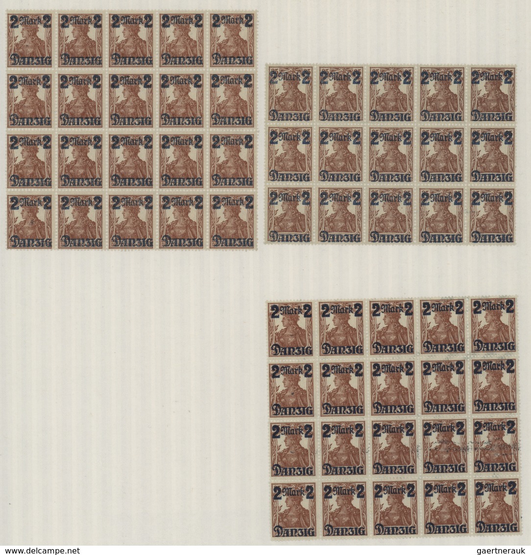 Danzig: 1920, Netzunterdrucke Nr. 27-30 In Kompletten Druckbogen, Dazu 595 Marken Aus Nr. 26-31 Und - Otros & Sin Clasificación