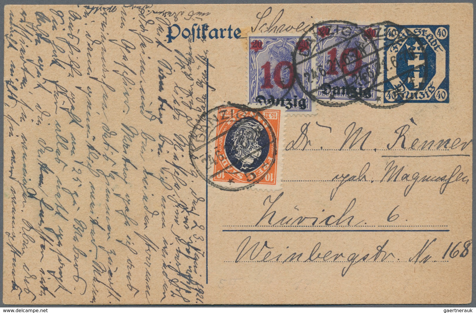 Danzig: 1920/1936, Gehaltvolles Konvolut Mit 11 Belegen, Dabei 50 Pf "Kleiner Innendienst" (MiNr.39) - Otros & Sin Clasificación