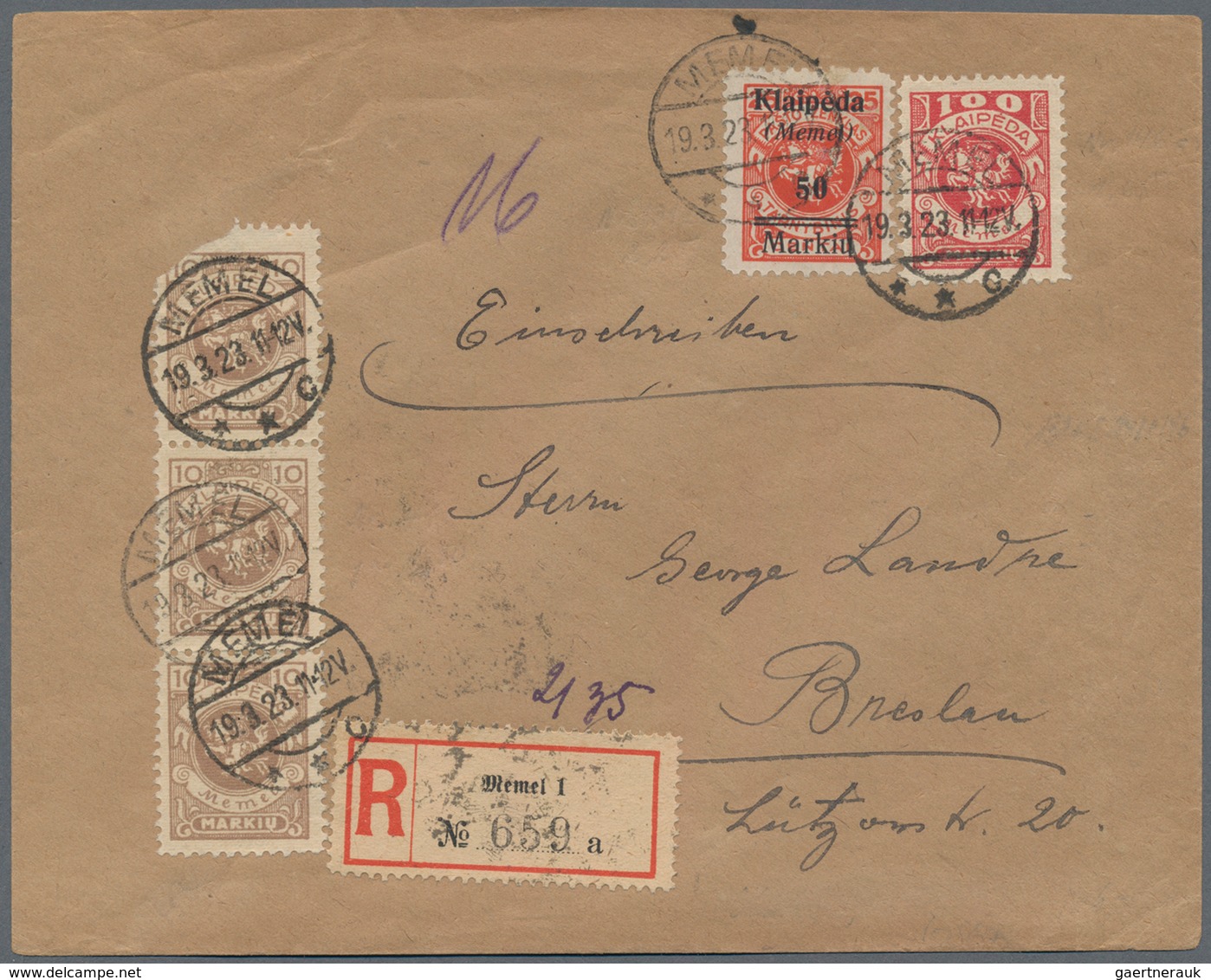 Memel: 1830/1941 (ca.), Vielseitige Partie Von Ca. 45 Briefen Und Karten (weniger Das Eigentliche Sa - Memelland 1923