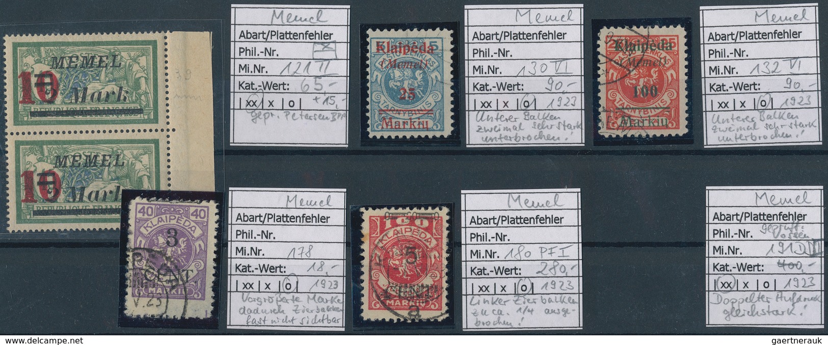 Memel: 1920/1923, Partie Mit 29 Postfrischen/ungebrauchten Und Gestempelten Marken, Meist Mit Aufdru - Memel (Klaipeda) 1923