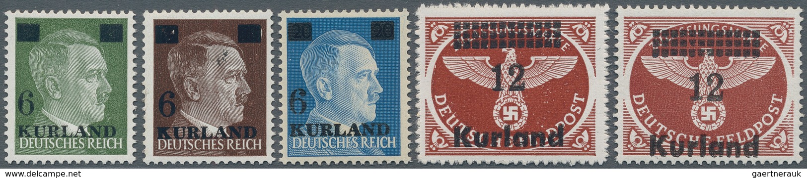 Dt. Besetzung II WK - Kurland: 1945, "Aufdruckwerte" In Unterschiedlichen Stückzahlen, 17 Komplette - Ocupación 1938 – 45