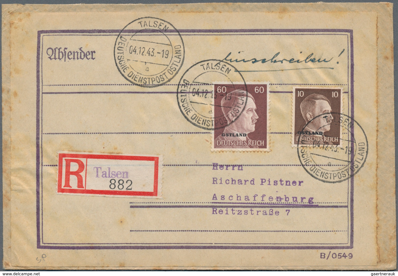 Dt. Besetzung II WK - Ostland: 1941/1944, Ca. 40 Belege überwiegend Ostland Mit Deutscher Dienstpost - Bezetting 1938-45