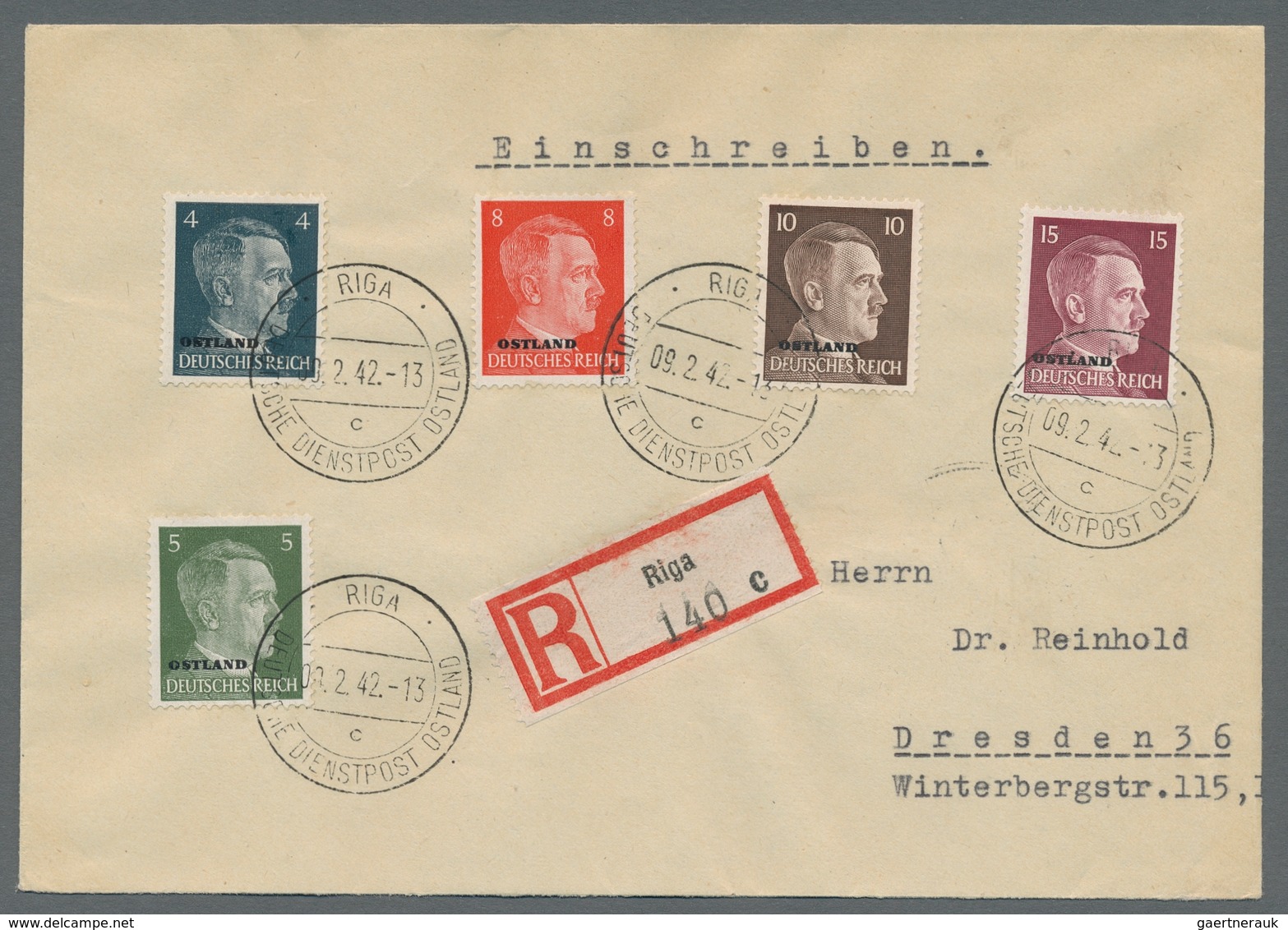 Dt. Besetzung II WK - Ostland: 1941/1944, Schöne Sammlung Von Ca. 200 Belegen Im Album, Dabei Einsch - Bezetting 1938-45