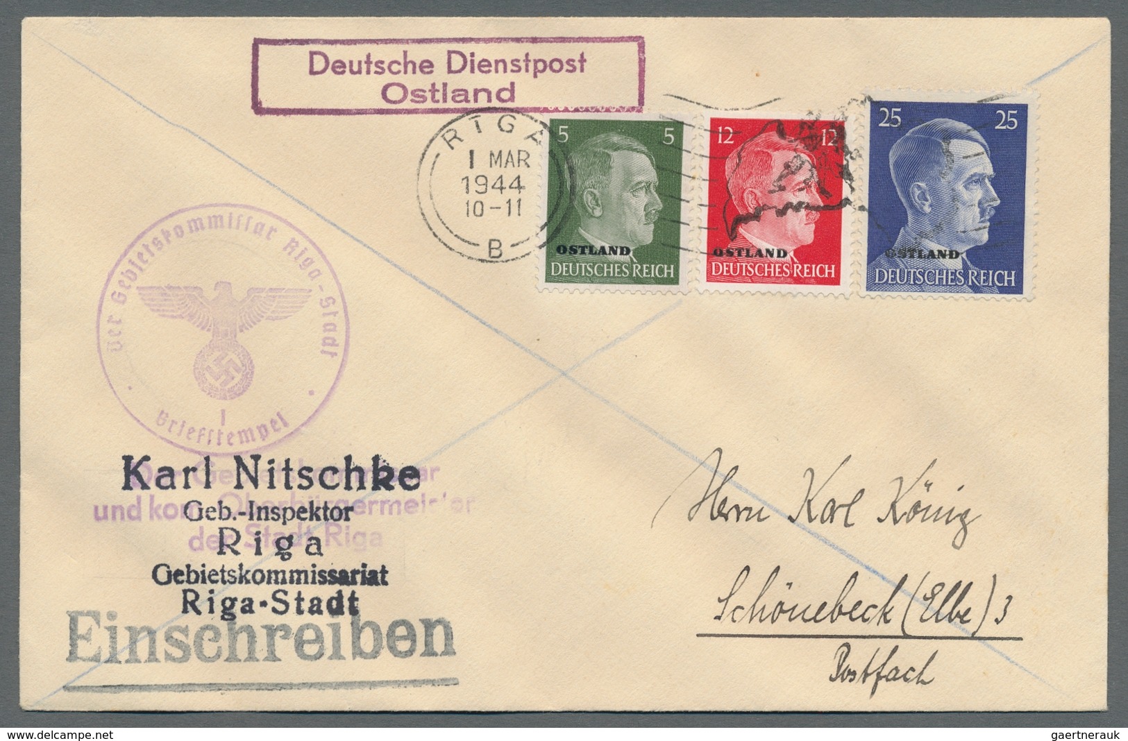 Dt. Besetzung II WK - Ostland: 1941/1944, Schöne Sammlung Von Ca. 200 Belegen Im Album, Dabei Einsch - Ocupación 1938 – 45