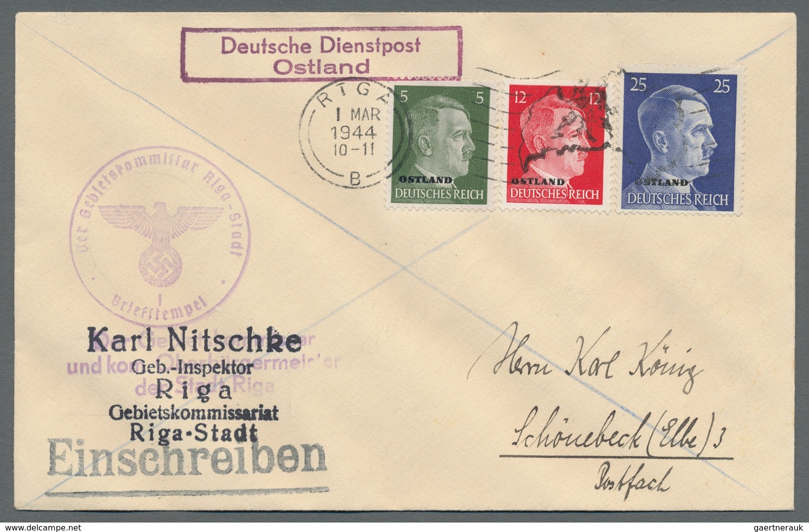 Dt. Besetzung II WK - Ostland: 1941/1944, Schöne Sammlung Von Ca. 200 Belegen Im Album, Dabei Einsch - Bezetting 1938-45