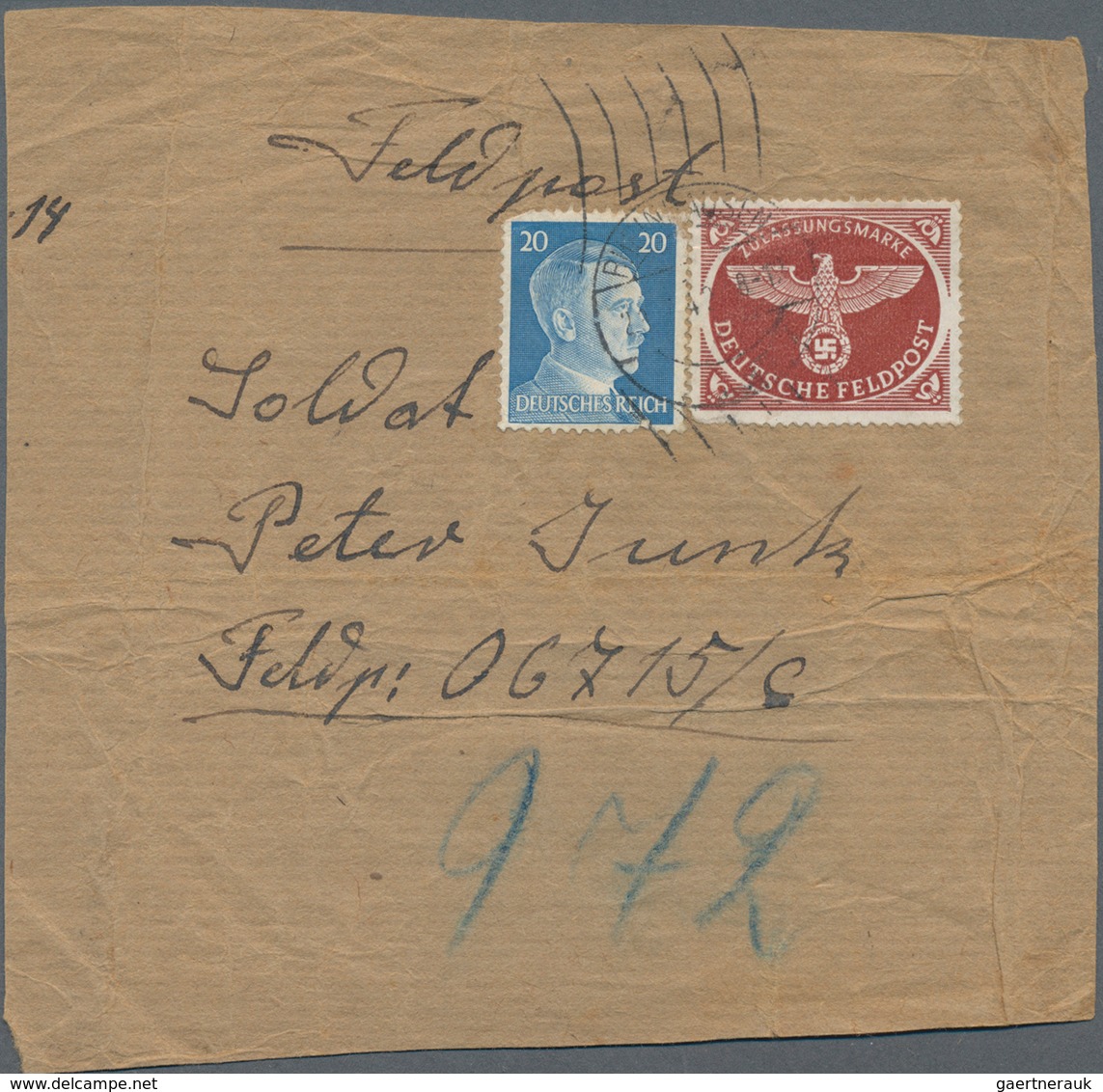 Feldpostmarken: 1941/1948, Vielseitiges Lot Von 3 Kompletten Päckchenadressen Sowie 3 Briefstücken M - Andere & Zonder Classificatie