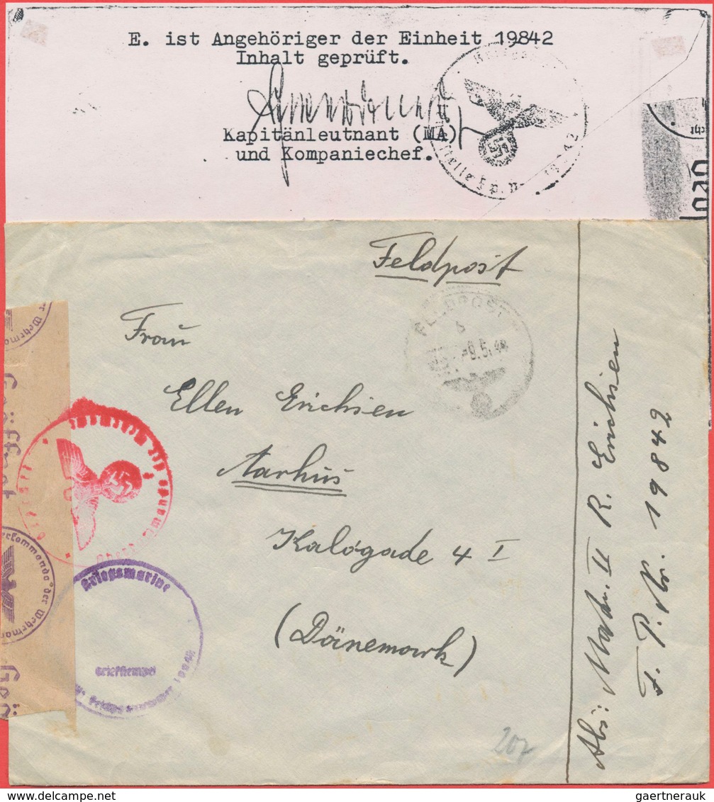 Feldpost 2. Weltkrieg: 1939/1944, Kleiner Auf Albumblätter Aufgezogener Bestand Von Insgesamt Ca. 12 - Sonstige & Ohne Zuordnung